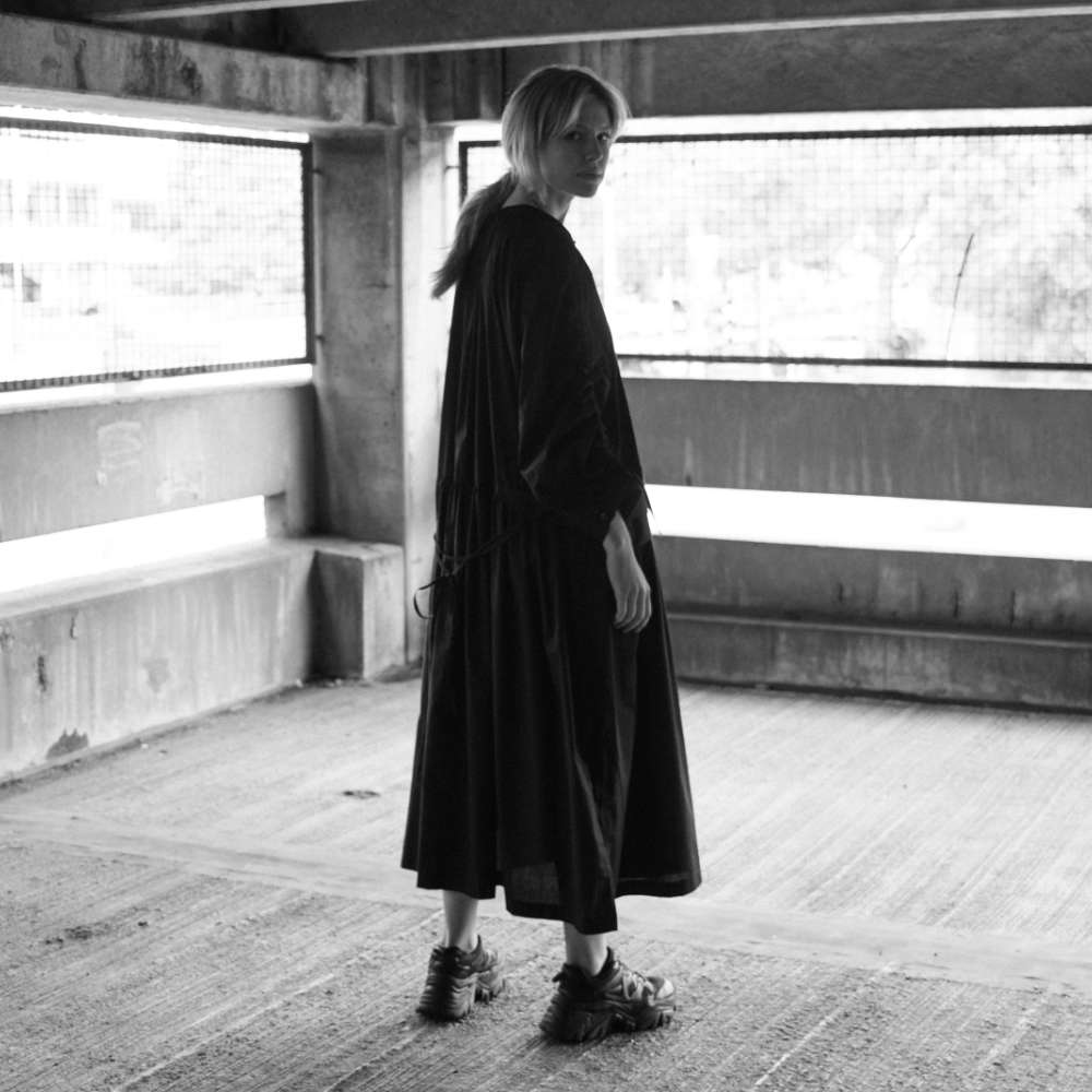 oversized Kleid mit gerafften Ärmeln