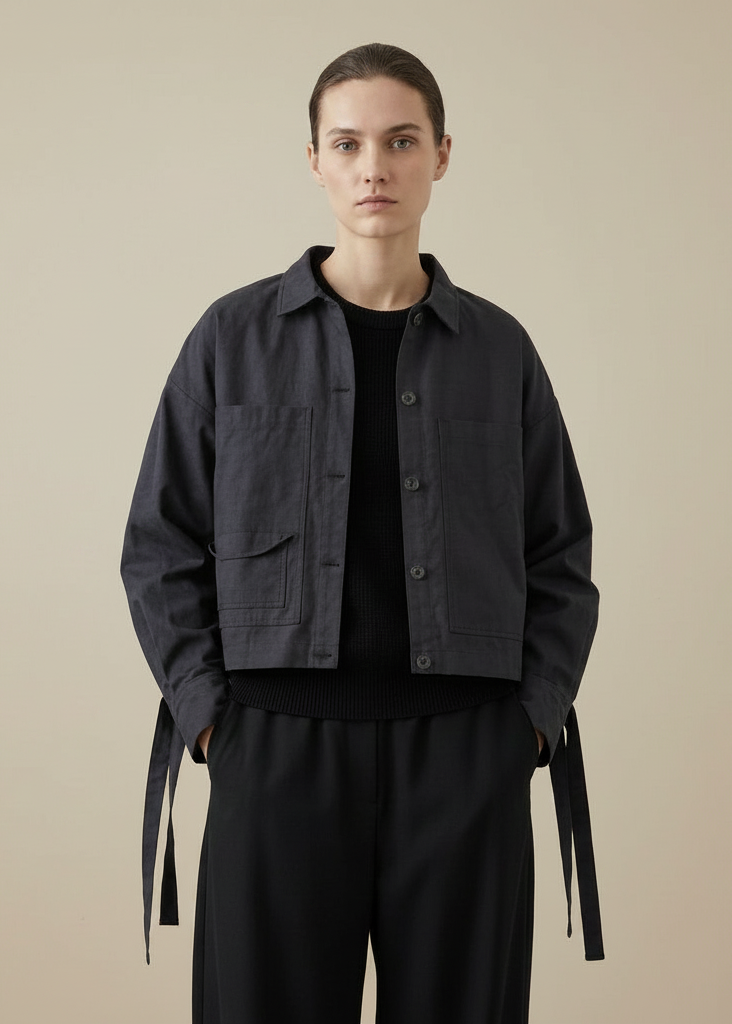 Denimjacke mit Raffung