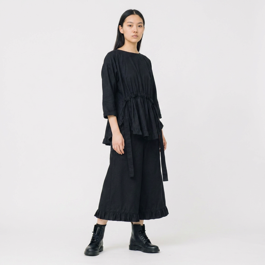 oversized culotte with ruffles