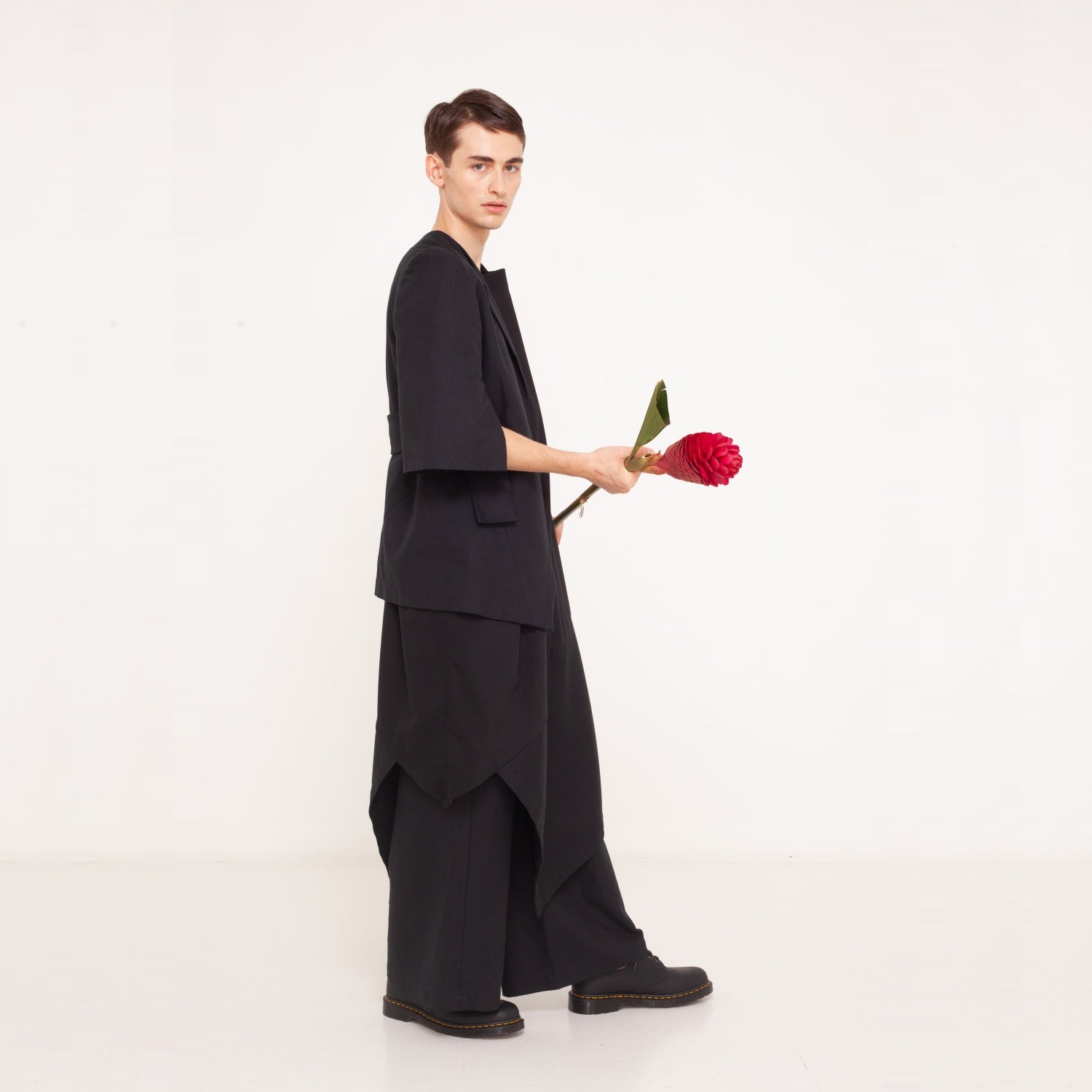 2 asymmetric woven dress with material mix 2023-01-03-WasteLessFashion by Natascha von Hirschhausen WasteLessFuture.jpg