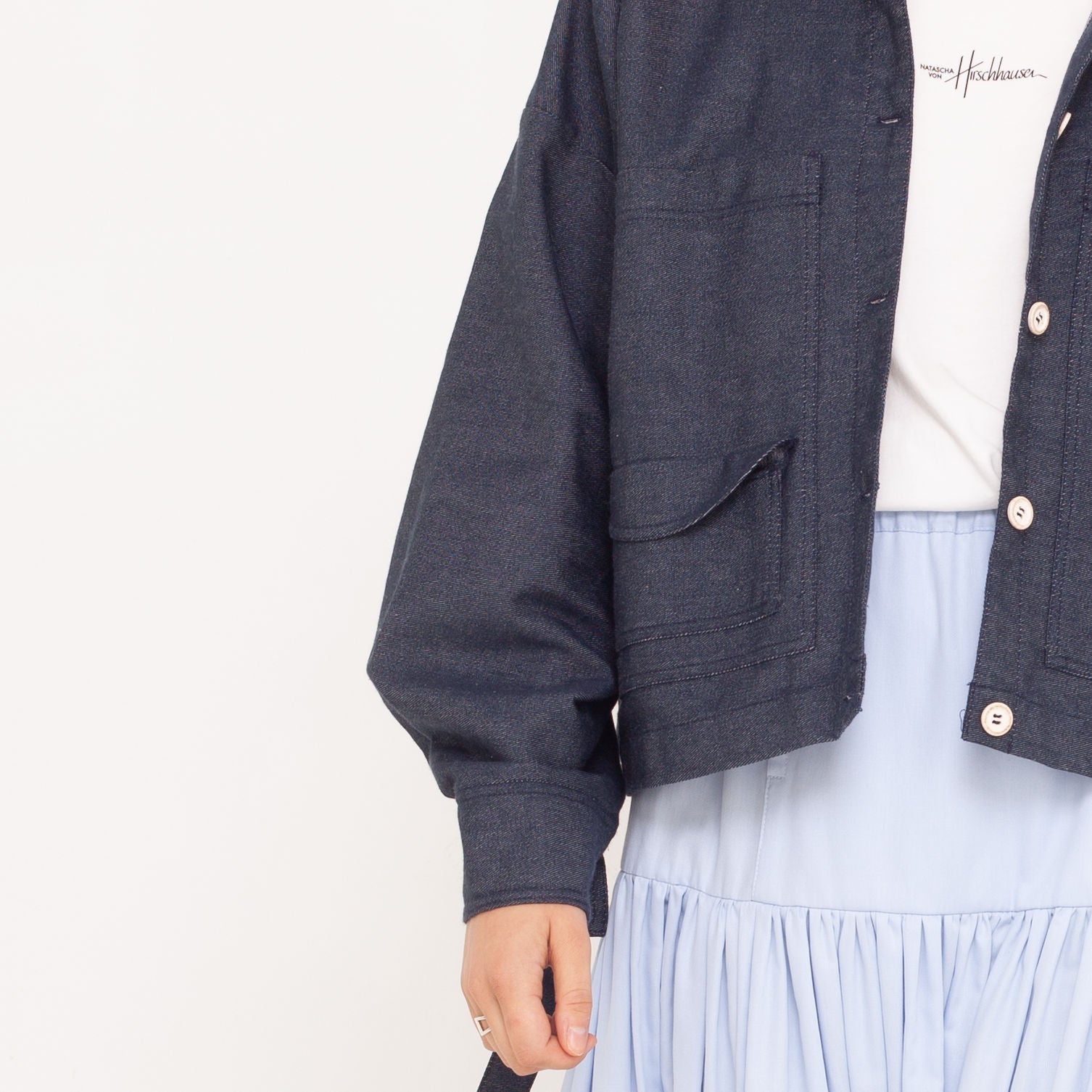 Denimjacke mit Raffung