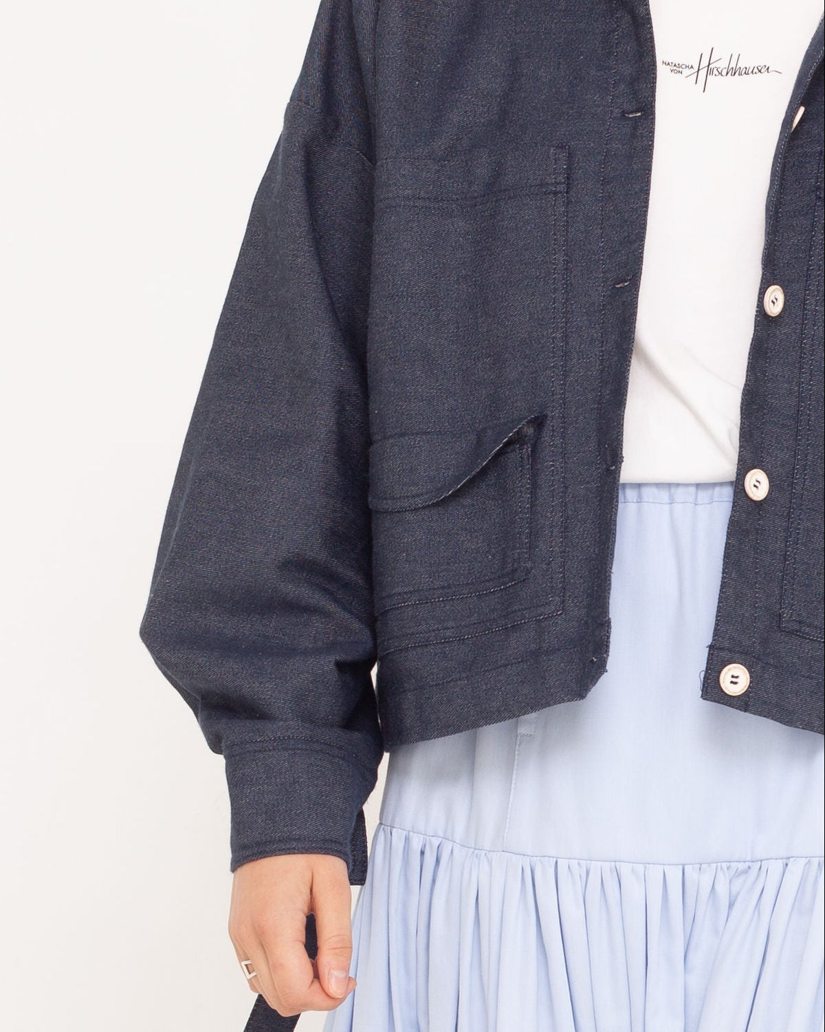 2nd love - denim jacket with gathering and big pockets