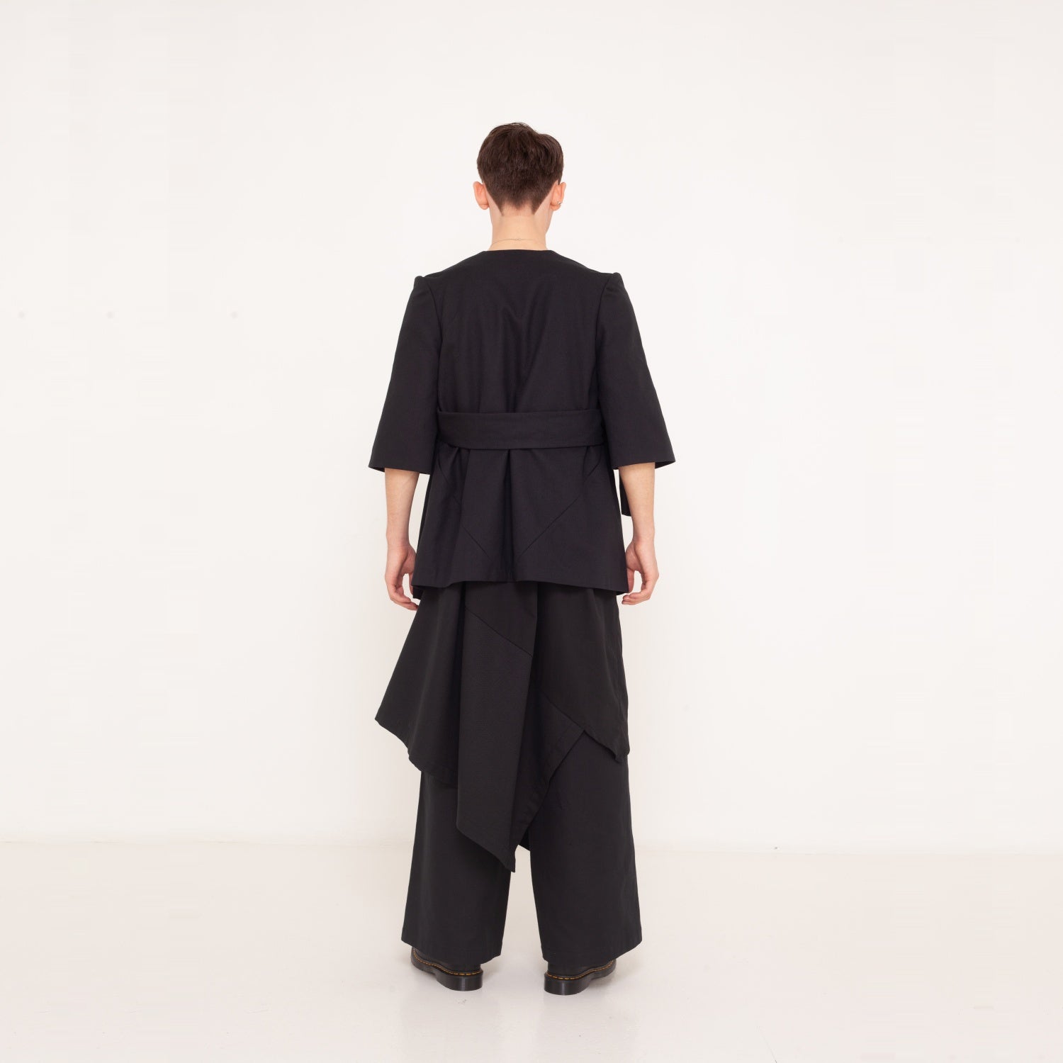5 asymmetric woven dress with material mix 2023-01-03-WasteLessFashion by Natascha von Hirschhausen WasteLessFuture.jpg