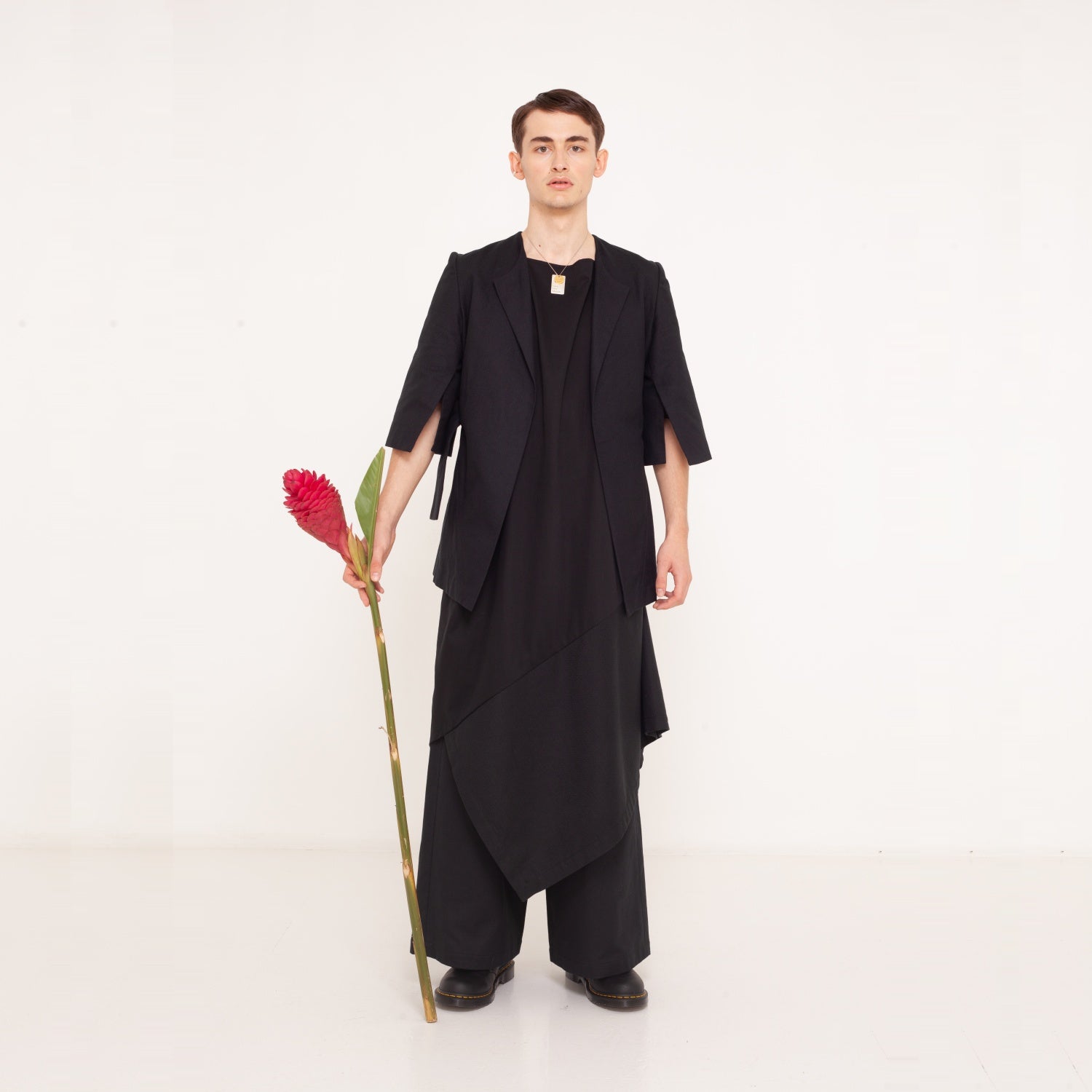 8 asymmetric woven dress with material mix 2023-01-03-WasteLessFashion by Natascha von Hirschhausen WasteLessFuture.jpg