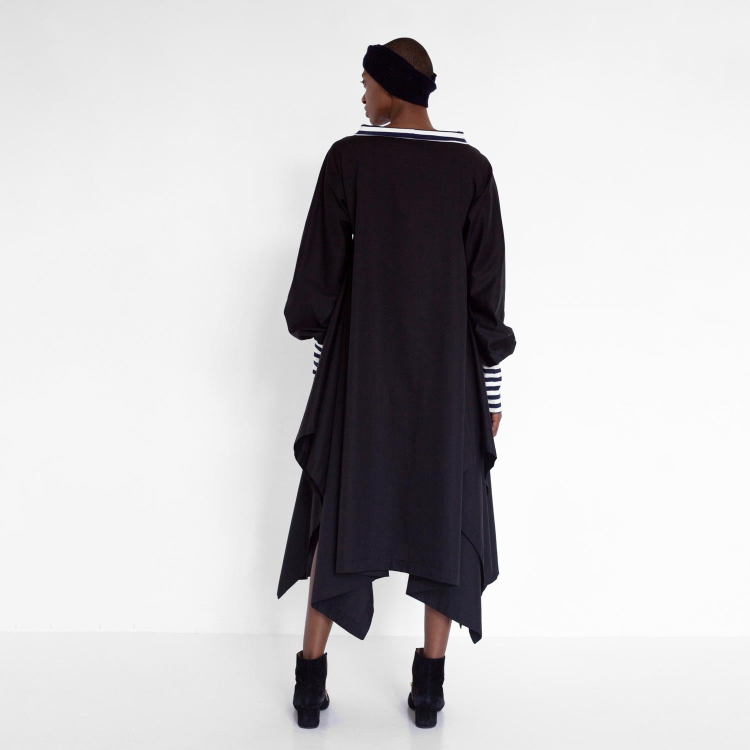 draped satin dress with stripe detail by Natascha von Hirschhausen fashion design made in Berlin