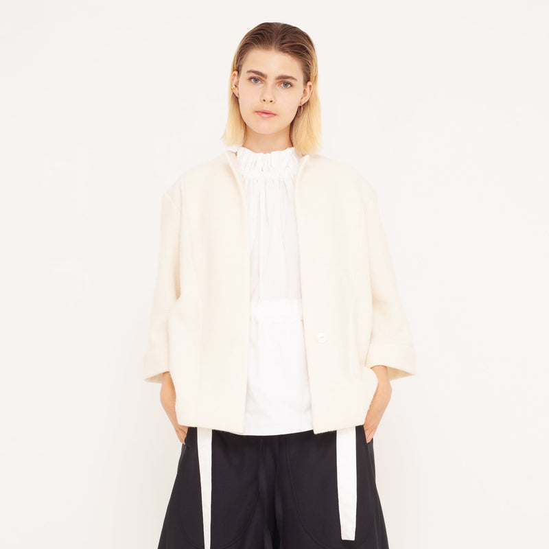 oversized jacket made of organic boiled wool