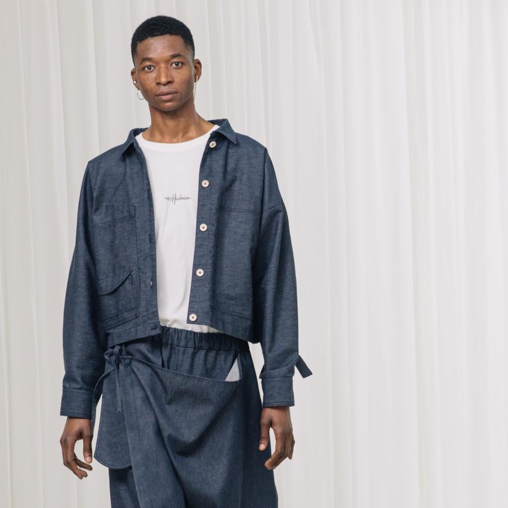 Denimjacke mit Raffung