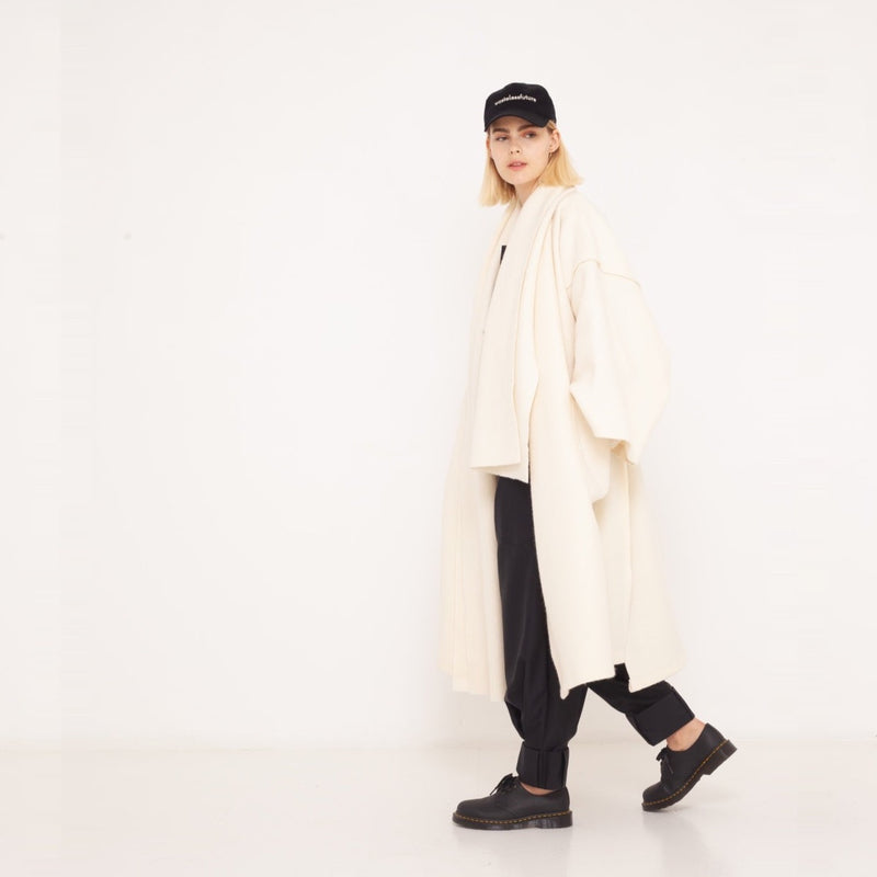 oversized coat made of organic boiled wool