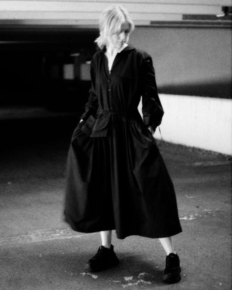 oversized Kleid mit gerafften Ärmeln