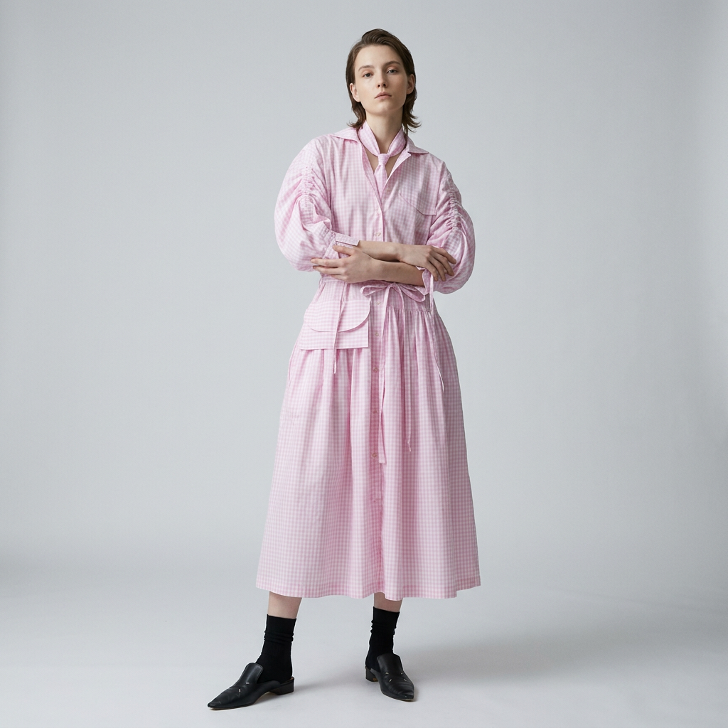 oversized Kleid mit gerafften Ärmeln