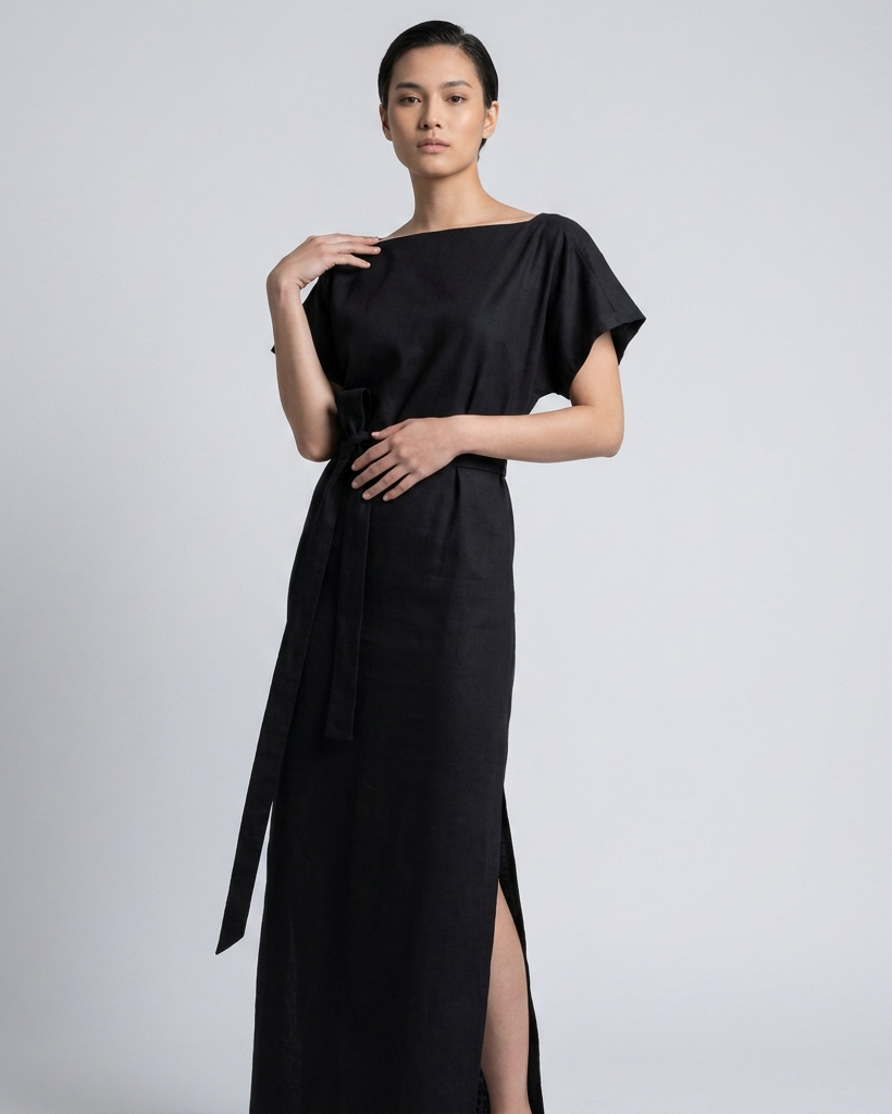 langes schwarzes Abendkleid