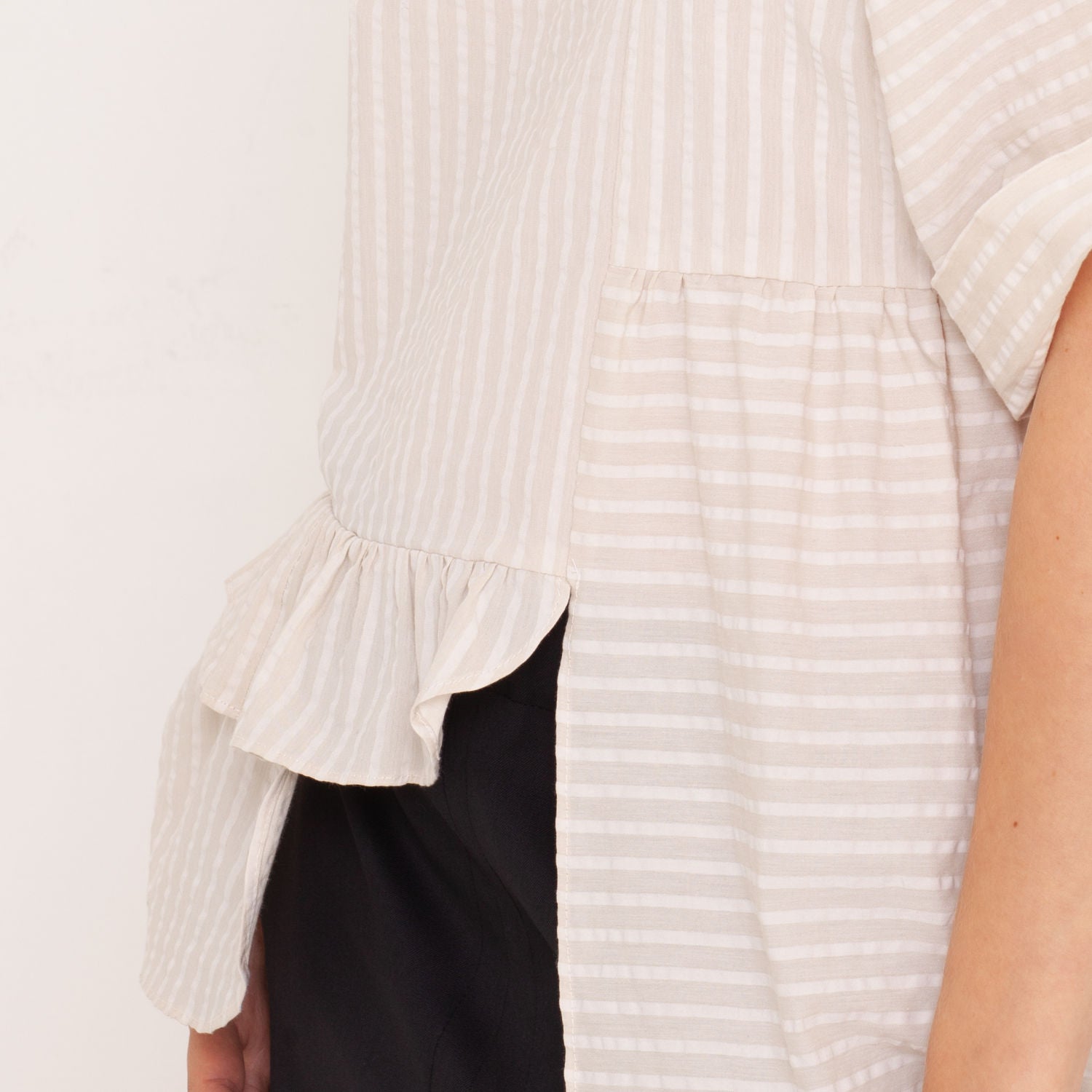 striped blouse with asymmetric flairs