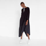 asymmetric oversized dress with fabric mix by Natascha von Hirschhausen fashion design made in Berlin