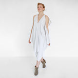 draped cocktail dress made of organic satin by Natascha von Hirschhausen fashion design made in Berlin