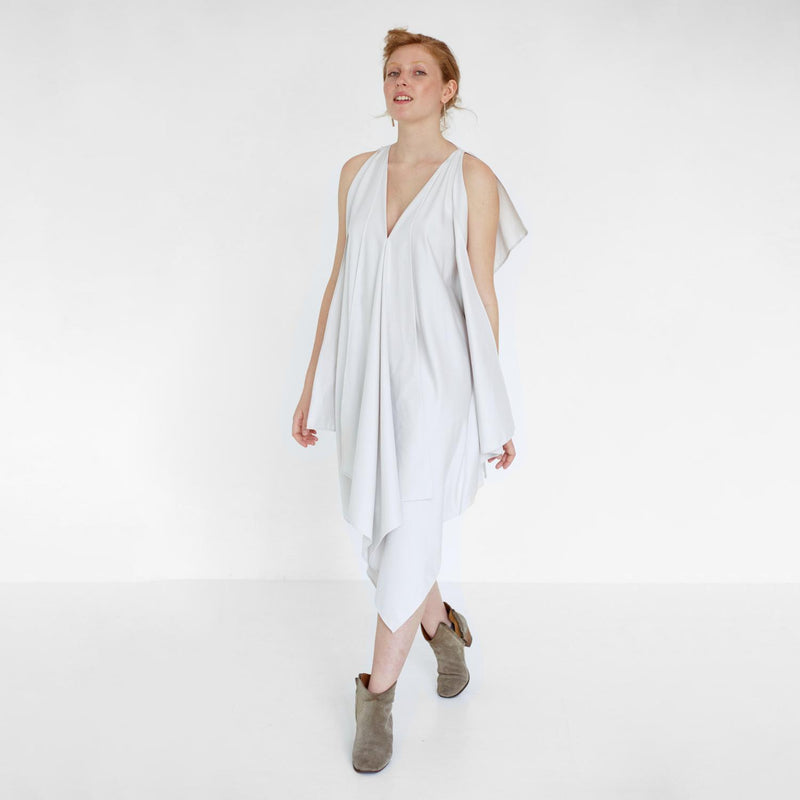 draped cocktail dress made of organic satin by Natascha von Hirschhausen fashion design made in Berlin