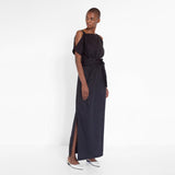 long evening gown with cut out details by Natascha von Hirschhausen fashion design made in Berlin