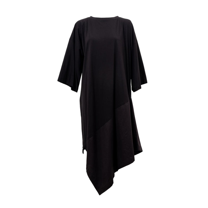 asymmetric oversized dress with fabric mix by Natascha von Hirschhausen fashion design made in Berlin