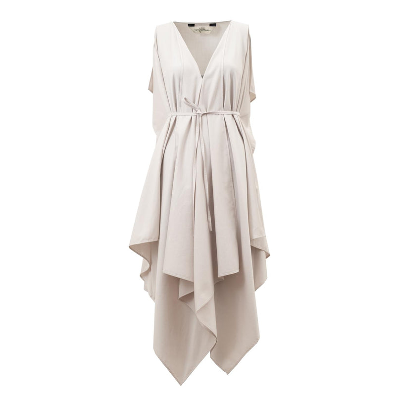 draped cocktail dress made of organic satin by Natascha von Hirschhausen fashion design made in Berlin