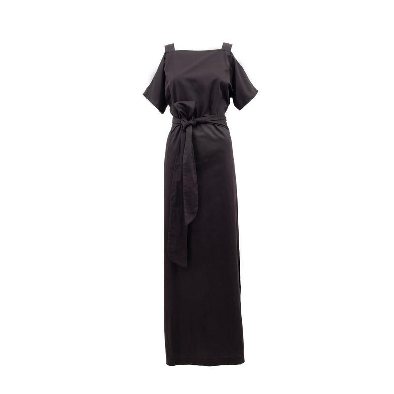 long evening gown with cut out details by Natascha von Hirschhausen fashion design made in Berlin