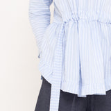 gestreiftes Longsleeve mit Raffung und Rüschen