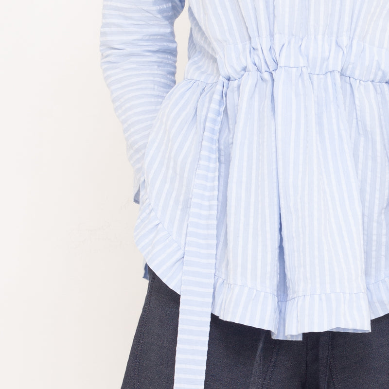 gestreiftes Longsleeve mit Raffung und Rüschen