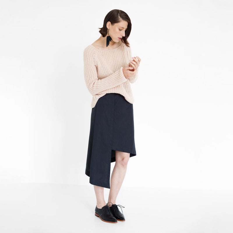 asymmetric skirt in black by Natascha von Hirschhausen fashion design made in Berlin