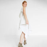 draped cocktail dress made of organic satin by Natascha von Hirschhausen fashion design made in Berlin