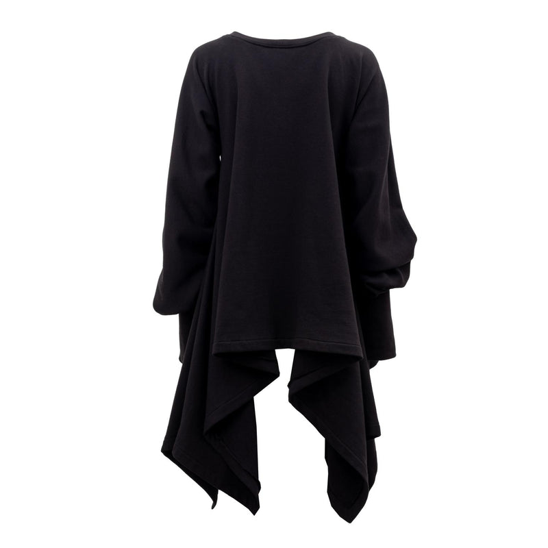 flowing oversized sweater with ruffled sleeves by Natascha von Hirschhausen fashion design made in Berlin