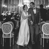 modern bridal dress made of peace silk